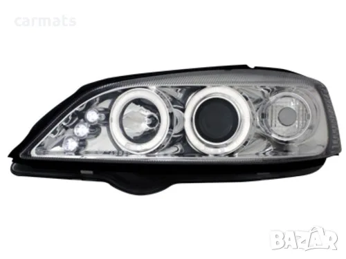 Кристални фарове ANGEL EYES за Opel Astra G (1998-2004) - хром, с лупа и мигачи