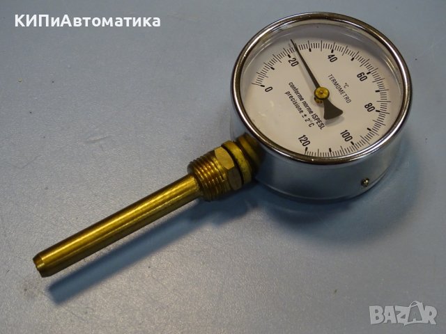 биметален термометър NUOVA FIMA Ø80 mm G1/2 0/+120°C L-80mm, снимка 7 - Резервни части за машини - 37195718