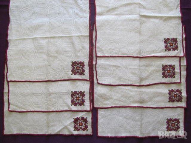 19 век Ръчно Бродирани Салфетки с Фолк Мотиви 7 броя, снимка 5 - Антикварни и старинни предмети - 35399826
