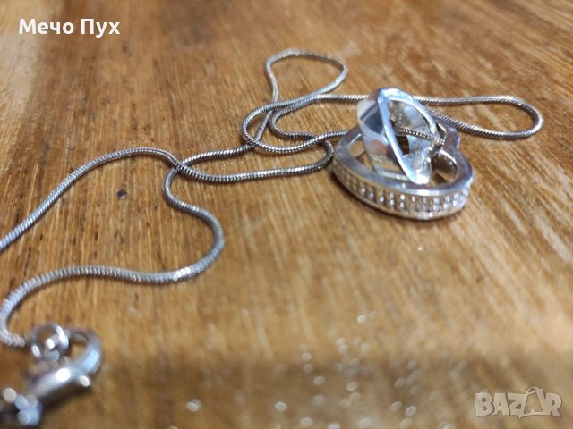 Сребърно колие - две сърца (89), снимка 3 - Колиета, медальони, синджири - 39061429