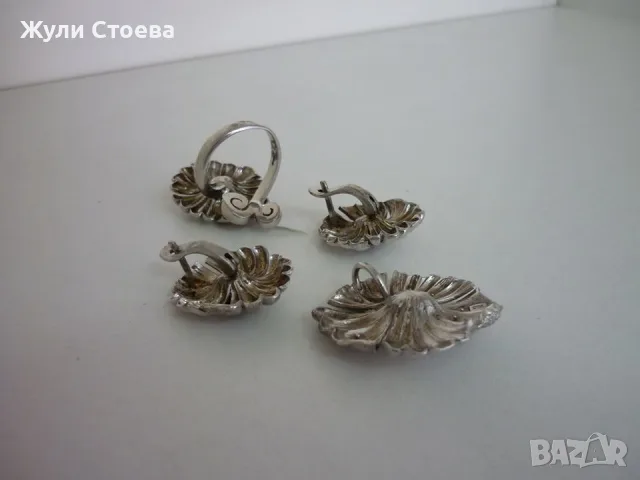 Масивен сребърен комплект цветя, снимка 4 - Бижутерийни комплекти - 56231294