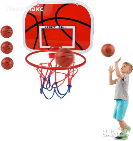 Баскетболен кош за стена или врата, с топка, детски комплект , снимка 2 - Играчки за стая - 48255512