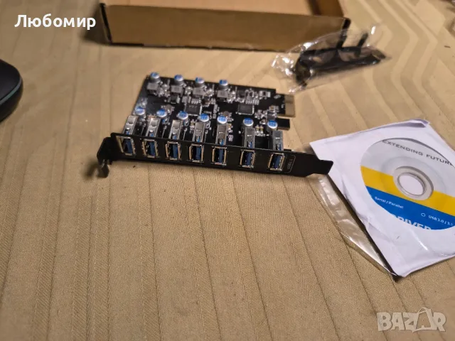 PCI-e към USB 3.0 карта със 7 порта,pcle x4 10gbps 6a2c, снимка 6 - Геймърски - 49708877