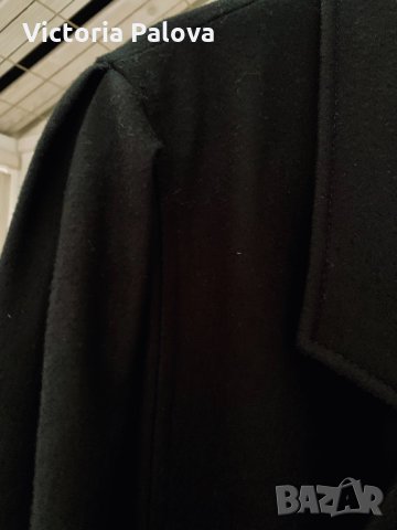 Дълго черно модерно палто,80% вълна, снимка 3 - Палта, манта - 35519840