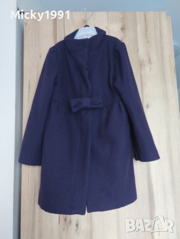Кокетно вълнено палто с панделка + подарък , снимка 2 - Детски якета и елеци - 42634976