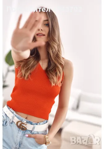 Къс дамски топ в червен цвят MP32853, снимка 2 - Корсети, бюстиета, топове - 48119285