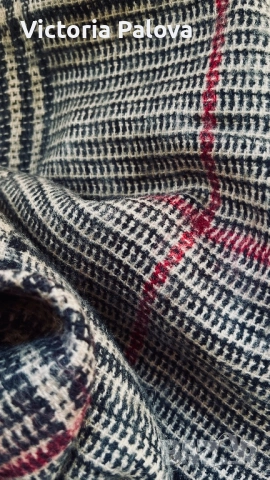 Голям кариран шал oversized с акцент в бордо, снимка 6 - Шалове - 52795972