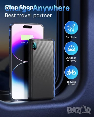 Power Bank, 10000 mAh Power Bank, малък, но здрав, ултра тънък с LED дисплей, външна батерия за моби, снимка 2 - Външни батерии - 42420467