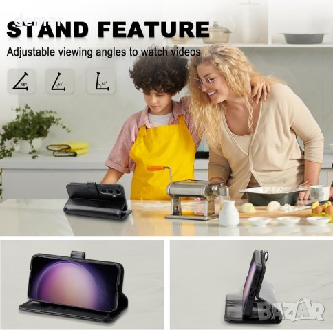 MONASAY Wallet Кожен калъф-портфейл за Samsung Galaxy S24+Plus 5G, 6,7 инча, черен, снимка 6 - Калъфи, кейсове - 44200584