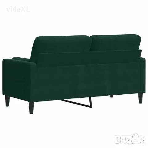 vidaXL 2-местен диван с възглавници тъмнозелен 140 см кадифе, снимка 5 - Дивани и мека мебел - 56146866