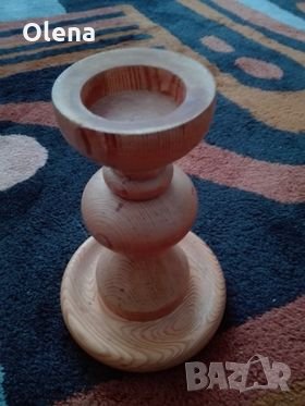 Декоративен дървен свещник , снимка 1