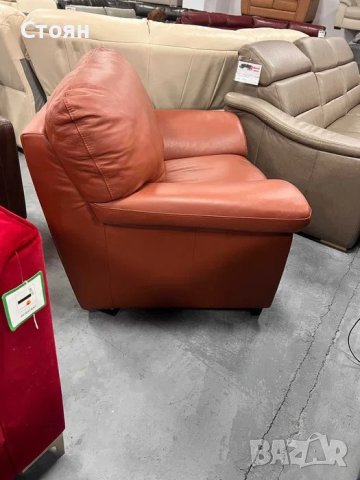 Светло кафяв кожен фотьойл, снимка 4 - Дивани и мека мебел - 40781623
