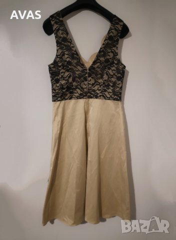 Нова празнична рокля с дантела L черно златисто, снимка 2 - Рокли - 31193882