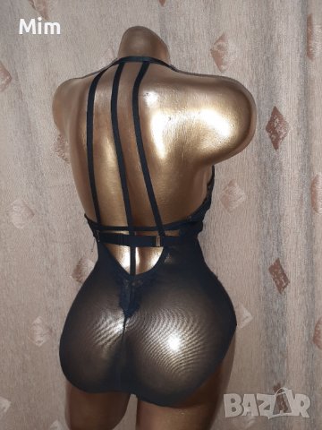 М Черно боди от дантела и прозрачен еластичен тюл , снимка 2 - Корсети, бюстиета, топове - 39857185