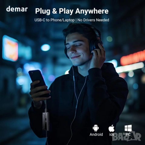 MECHEN AP10 USB C към AUX усилвател за слушалки DAC адаптер 3.5/4.4 мм, снимка 5 - Ресийвъри, усилватели, смесителни пултове - 54216659