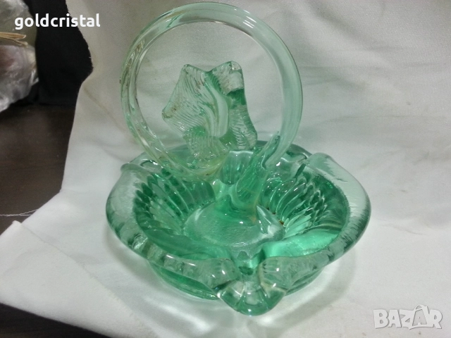 Стар стъклен пепелник ръчна изработка , снимка 6 - Антикварни и старинни предмети - 52267274