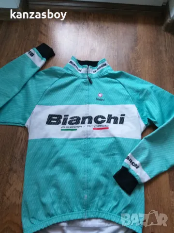 bianchi team celeste carbon windproof jacket - мъжко вело яке Л, снимка 6 - Якета - 48396499