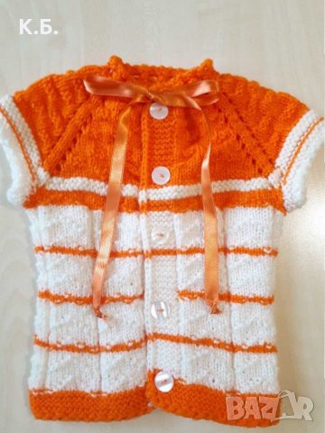 Бебешко елече - ръчно плетиво р-р 62 , снимка 4 - Бебешки якета и елеци - 30377467