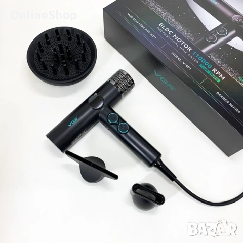 Професионален сешоар VGR с BLDC мотор 110 000 RPM – Йонна технология и дифузер, снимка 5 - Други - 52816266