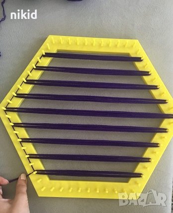 голям шестоъгълен стан станче 30 см пластмасов за плетене на килимче, снимка 3 - Други - 38085835