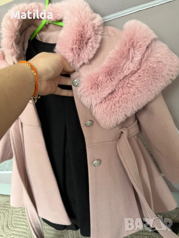 Rozovo palto s cerna roklya , снимка 3 - Други - 53109262