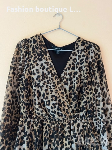 Тигрова рокля с дълъг ръкав и ластик в талията с воали и подплата S / M размер 🐅🐅🐅🐅🐅🐅, снимка 3 - Рокли - 52052086