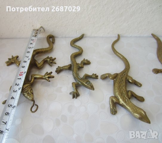 4 бр колекция гущер саламандър влечуго рептилия месинг бронз метал, снимка 8 - Статуетки - 29741896