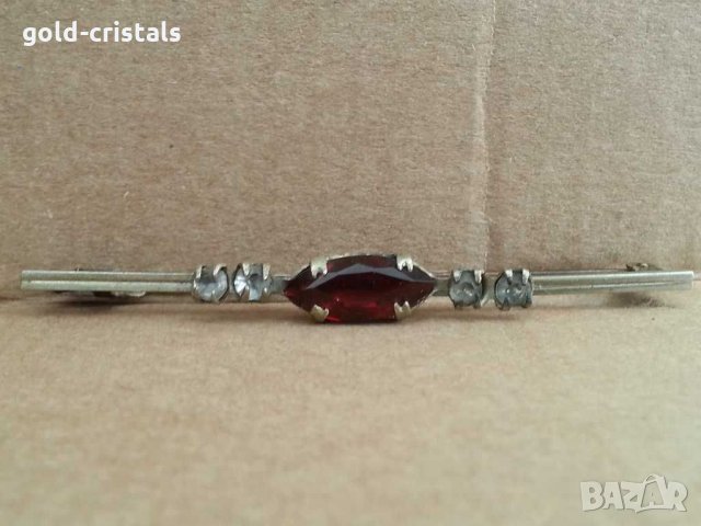 Антикварна брошка игла с гранат, снимка 2 - Антикварни и старинни предмети - 29571078