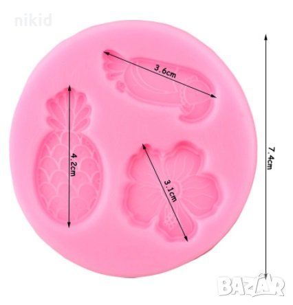Папагал Ананас Цвете Каркаде Хибискус силиконов молд форма декорация торта фондан шоколад украса , снимка 2 - Форми - 31671911