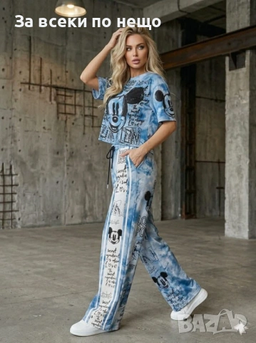 Mickey Mouse Дамски Спортен Комплект Тениска И Долнище🔝Дамски Спортен Екип Мики Маус Код A1351, снимка 2 - Спортни екипи - 53931970