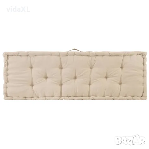 vidaXL Палетна възглавница за под, памук, 120x40x7 см, бежова, снимка 6 - Възглавници - 56147662