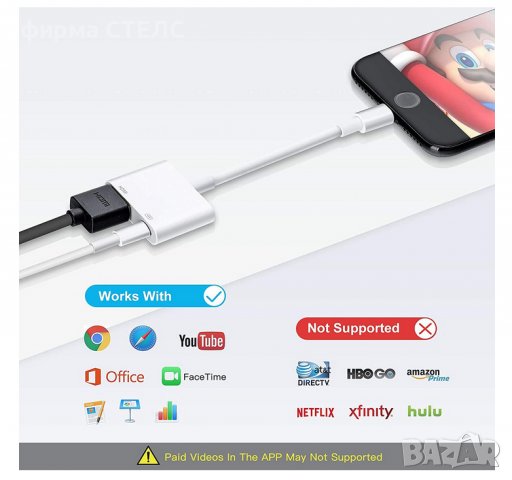 Преходник STELS, Кабел от Lightning към HDMI за iPhone, iPad, iPod, снимка 6 - Аксесоари за Apple - 40191590