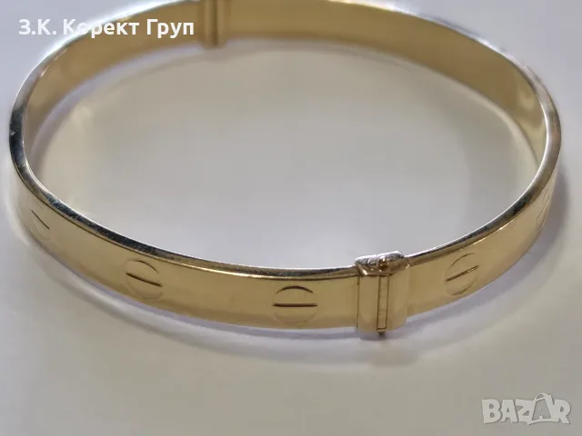 Твърда златна гривна модел Cartier – 14К (585) / 10.28 гр., снимка 2 - Гривни - 55852482