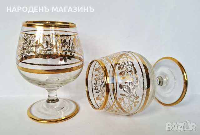 Нов немски златен сервиз чаши за ракия и аперитив – 6 броя, снимка 6 - Други ценни предмети - 54220190