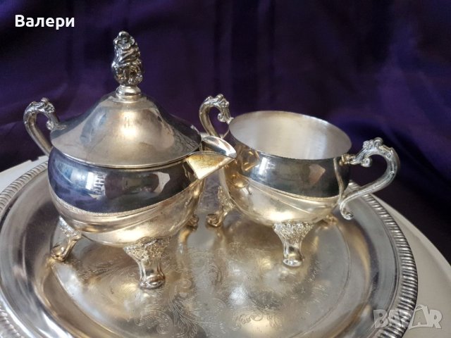 Сервиз за Захар и Мляко 100% Посребрен Антика , снимка 2 - Антикварни и старинни предмети - 40747625