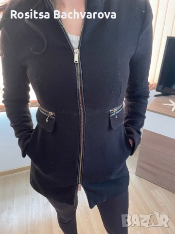 Черно палто Stradivarius, XS размер, снимка 8 - Палта, манта - 27770166