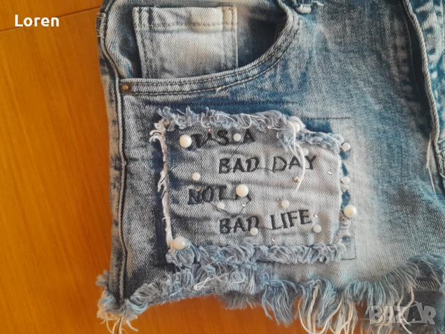 Дънки с перлички и камъчета, снимка 3 - Дънки - 50899526