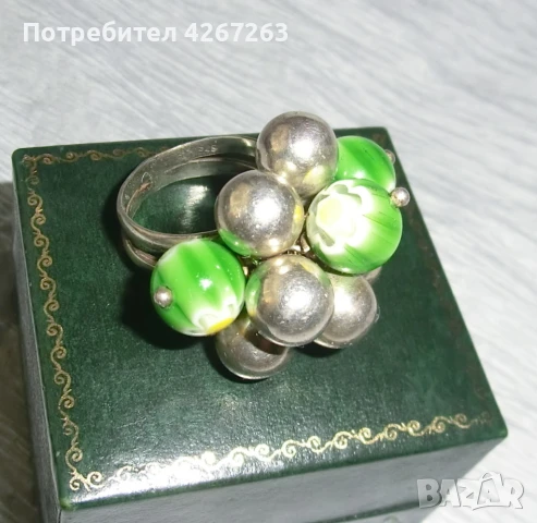 Сребърен пръстен с Millefiori, снимка 6 - Пръстени - 49302294