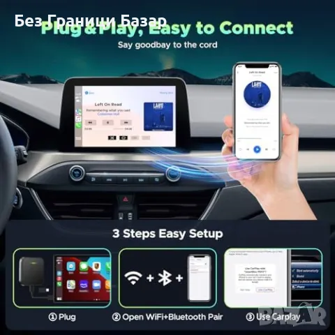 Нов CarPlay безжичен адаптер за автомобили 2015+, лесна инсталация, снимка 4 - Друга електроника - 47295777