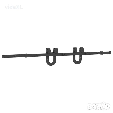 vidaXL Комплект механизъм за плъзгаща врата, 183 см, стомана, черен, снимка 7 - Железария - 56147423