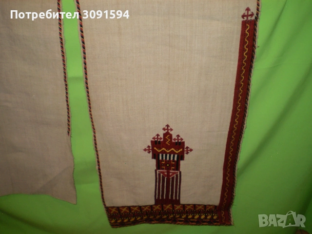 Старо ръчно бродирано перде червена бродерия , снимка 3 - Антикварни и старинни предмети - 53177405