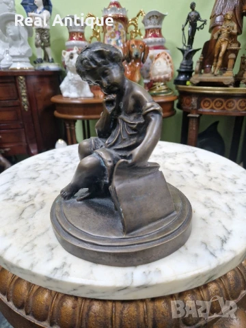 Стара страхотна антикварна френска бронзова фигура статуетка , снимка 3 - Декорация за дома - 51018916