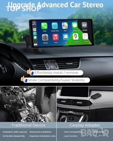 Нов Сензорен екран APHQUA CarPlay Android Auto с камера за задно виждане, снимка 8 - Друга електроника - 49203346