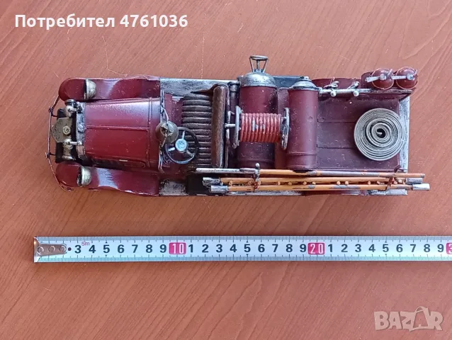 Стара ръчно изработена метална количка пожарна , снимка 13 - Колекции - 55962343