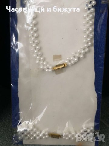 Колие и гривна елегантни от бели изкуствени перли, снимка 2 - Колиета, медальони, синджири - 37574955