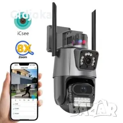 iCsee 12MP- двойна smart камера, външна WiFi- влагоустой, 2 моделачива, снимка 2 - IP камери - 47604335