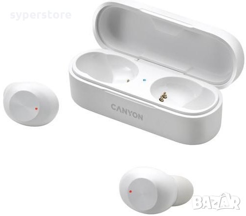 Слушалки Безжични Блутут CANYON CNE-CBTHS1W Бели, С Микрофон, Тип тапи за уши In-Ear Bluetooth wirel