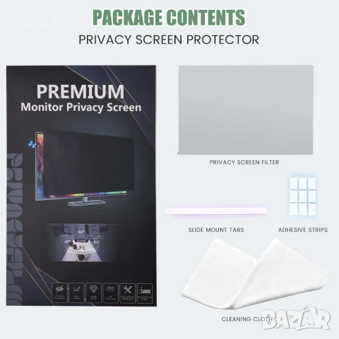 EliWhale филтър за екран за поверителност,27-инчов 16:9(598 ммx337 мм), снимка 6 - Монитори - 50778567