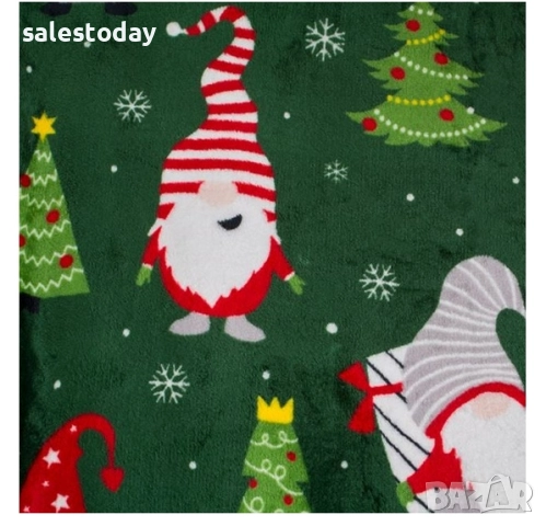 Коледна завивка с Джуджета/ гномчета, Коледно Одеяло, 160*130см, зелено, снимка 2 - Олекотени завивки и одеяла - 52374644