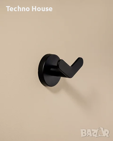 COSMIC Двойна закачалка за кърпи, Закачалка за халати, Закачалка за дрехи, Матово черно,